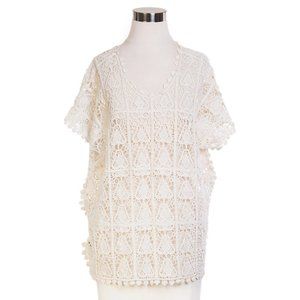 LOF Floral Pattern Lace Crochet Cover Top